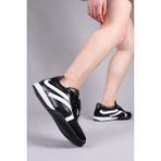 Birikon Orsa Cilt Süet Garnili Sneakers Siyah