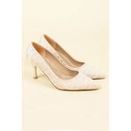 Birikon Pliseli Saten Stiletto Ten