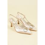 Birikon V Tokalı Saten Stiletto Ten