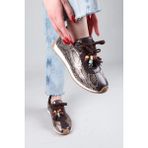 Birikon Zımeja Yılan Desenli Sneakers Kahverengi