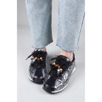 Birikon Zımeja Yılan Desenli Sneakers Siyah
