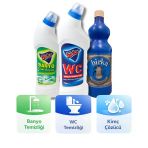 Birka 3’lü Temizlik Seti | WC Tuvalet 750 ml + Banyo Temizleyici 750 ml + Kireç Çözücü 1 kg
