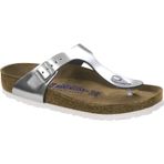BIRKENSTOCK Kadın Gizeh SFB deri parmak arası terlik, metalik gümüş, 39 EU Schmal