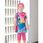 Birolgaye Adasea 251911 Sterli Pembe Kısa Kol Çocuk Tesettür Mayo - Pembe - 8 Yaş