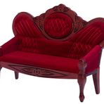 Birostiana Bebek Evi Mobilyaları Minyatür Bebek Evi Aksesuarları 1 12 Ölçekli Vintage Kırmızı Ahşap Kanepe Mini Viktorya Dönemi Tezgah Sandalyesi Bebek Evi Oturma Odası El İşi Dekorasyon Parti Kiti