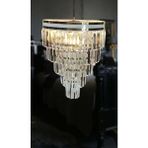 Birsen Aydınlatma Avizade Matmazel Aksesuar Şeritli Beyaz Gold 40 cm Lik Kristal Taşlı Lüks Avize - 1