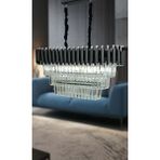 Birsen Aydınlatma Avizade Zamira 75X35 cm Kristal Taşlı 3 Katlı Yemek Masası Üstü Lüks Avize 6 Lı (Black-Slver) - Gümüş - 1