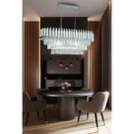 Birsen Aydınlatma Koza Gümüş 73X35 Cm'lik Kristal Taşlı Yemek Masası Lüks Avize - Yatak Odası - Salon - Mutfak - Hol - 1