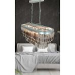 Birsen Aydınlatma Nilsa Slver 70X30 Cm'lik Kristal Cam Taşlı Yemek Masası Üstü Lüks Avize - Gümüş - 1