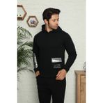 Birşen Tekstil Erkek Kapüşonlu Sweatshirt Eşofman Üstü - XL - Siyah