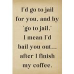 Birthday Gifts for Women Funny Friendship Gifts for Her Sister Birthday Gifts Christmas Gifts for Coworker I'd Go to Jail for You Notebook Journal: 120 Lined Pages at 6x9 Inches