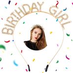 Birthday Girl taç, taç, kadın, çocuk, altın, FUKPO saç bandı, doğum günü tacı, kadın, yetişkin, taç, prenses, suni elmas, parlak doğum günü, taç, alın bandı, saç takısı, kız çocukları için