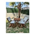 Bisa By Utkan Keskin Minderli Balkon Bahçe Mutfak 3lü Bistro Set Katlanır Masa Sandalye 50*50