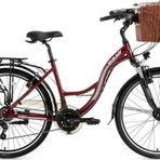 Bisan Sandy-23 Sepetli Bayan Şehir Bisikleti 43Cm V 26 Jant 21 Vites Bordo Beyaz