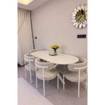 BiSandalye Oval mutfak ve balkon masası dar alanlar için vazgeçilmez mdf masa 130x90 ve 4 adet sandalye