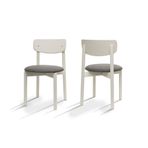BISCHAIR Yemek Masası Sandalyeleri 2 li Set Döşemeli 1. Sınıf Kayın Mutfak Sandalyeleri Dayanıklı Premium Ergonomik ve Estetik Tasarım (Keynote, Beyaz)