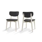 BISCHAIR Yemek Masası Sandalyeleri 2 li Set Döşemeli 1. Sınıf Kayın Mutfak Sandalyeleri Dayanıklı Premium Ergonomik ve Estetik Tasarım (Leto, Beyaz)