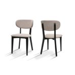 BISCHAIR Yemek Masası Sandalyeleri 2 li Set Döşemeli 1. Sınıf Kayın Mutfak Sandalyeleri Dayanıklı Premium Ergonomik ve Estetik Tasarım (Rapsodi, Siyah)