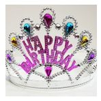 Bisepetim 60 cm Gümüş Happy Birthday Yazılı Doğum Günü Tacı