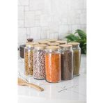Bisepetim 9'lu 1300 ml Set Bambu Kapaklı Cam Kavanoz Erzak Saklama Kabı