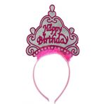Bisepetim Happy Birthday Neon Pembe Renk 24x15 cm Doğum Günü Tacı
