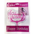 Bisepetim Happy Birthday Yazılı Pembe Dallı Pasta Kek Çubuğu