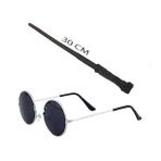 Bisepetim Harry Potter Asası 30 cm ve Siyah Metal Çerçeveli Harry Potter Gözlüğü Seti