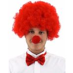Bisepetim Kırmızı Kıvırcık Afro Bonus Peruk Takma Saç ve Kırmızı Burun Seti