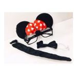 Bisepetim Minnie Mouse Gözlüğü Papyonu Kuyruğu Seti