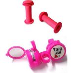 Bisiklet Aynalı Zil Pembe & Pembe Elcik Set Halinde