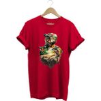 Bisiklet Dağ Tırmanışı Kask ve Bisiklet Orman Detay Tasarım Basklılı %100 Pamuk Regular Fit T-Shirt - 3XL - Kırmızı