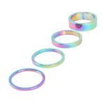 Bisiklet Furş Spacer 5'Li Paket Rainbow Furş Takımı Yüzüğü Gidon Spacer Oil Slick 5 Adet Set