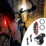 Bisiklet Işık Seti – Usb Şarjlı Led Ön Far + Arka Stop Lambası, Su Geçirmez Bisiklet Aydınlatma Seti (5528)