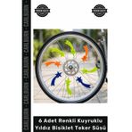 #Bisiklet Kaliteli Canlı Renk Çocuk Aksesuarı 6 Adet Renkli Kuyruklu Yıldız Bisiklet Teker Süsü