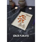 Bisiklet Kalp Balon Ahşap Plan Defteri - Süresiz Ajanda - Günlük Planlayıcı (Planlama Defteri) A5