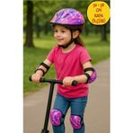 Bisiklet Kaykay Paten Scoaoter Için Koruyucu Kask Dizlik Dirseklik Set - Mor (52 - 56 cm Kafa Ölçüsü)