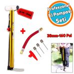 Bisiklet Pompası 6'Lı Seti El Tipi Ayak Tutamaklı Metal Borulu Top Lastik Şambrel Şişirme Uçlu