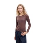 Bisiklet Yaka Basic Bluz Kahverengi