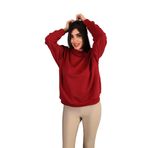 Bisiklet Yaka Basic Oversize Kadın Sweatshirt (Bordo, L)