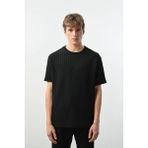 Bisiklet Yaka Dokulu Erkek T-Shirt - Siyah