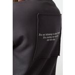Bisiklet Yaka Düşük Kol Normal Kalıp Ön ve Sırt Baskılı Kalın Polarlı Örme Sweatshirt