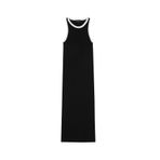 Bisiklet Yaka Düz Midi Elbise, Siyah, Xl