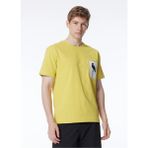 Bisiklet Yaka Göğsü Baskılı %100 Pamuk Oversize Erkek T-Shirt - Sarı