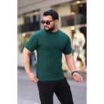 Bisiklet Yaka Kısa Kol Erkek Örme Triko Tişört YEŞİL 2XL