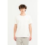 Bisiklet Yaka Kol Ucu Duble %100 Pamuk Slim Fit Erkek T-Shirt - Ekru