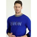 Bisiklet Yaka Slim Fit Dar Kesim Desenli Pamuklu Triko Kazak - 2XL - Açık Saks Mavi