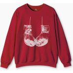Bisiklet Yaka Sweatshirt Muhammed Ali Clay Boks Eldiveni Baskılı Sweet Erkek Kırmızı