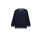 Bisiklet Yaka Uzun Kollu Düğme Detaylı Basic Oversize Okul Sweatshirt