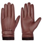 BISON DENIM Erkek termal kışlık eldiven, gerçek deri, dokunmatik ekran, deri eldiven, sıcak, polar astarlı eldiven, rüzgar geçirmez, su geçirmez, BDS019-1R Burgonya, L