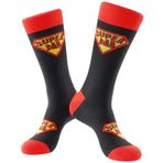 BISOUSOX Süper Baba Çorap Erkekler için Doğum Günü Hediyeleri En İyi Baba Babalar Günü Hediyesi Erkek Arkadaş Büyükbaba Komik Yenilik Çılgın Çorap, 1pair-superdad-siyah